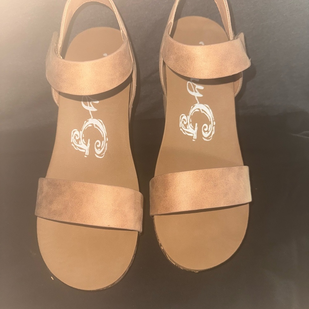 Very G Tan Minimalist Sandals with Ankle Strap